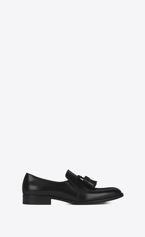 SAINT LAURENT Classic Masculine Shapes Woman MONTAIGNE 25 Tasseled Loafer in Black Leather a_V4